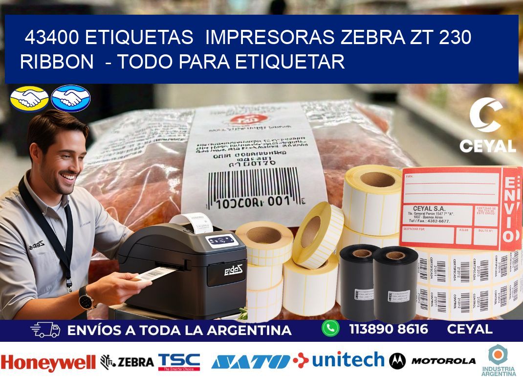 43400 etiquetas  impresoras zebra zt 230 ribbon  - Todo para Etiquetar