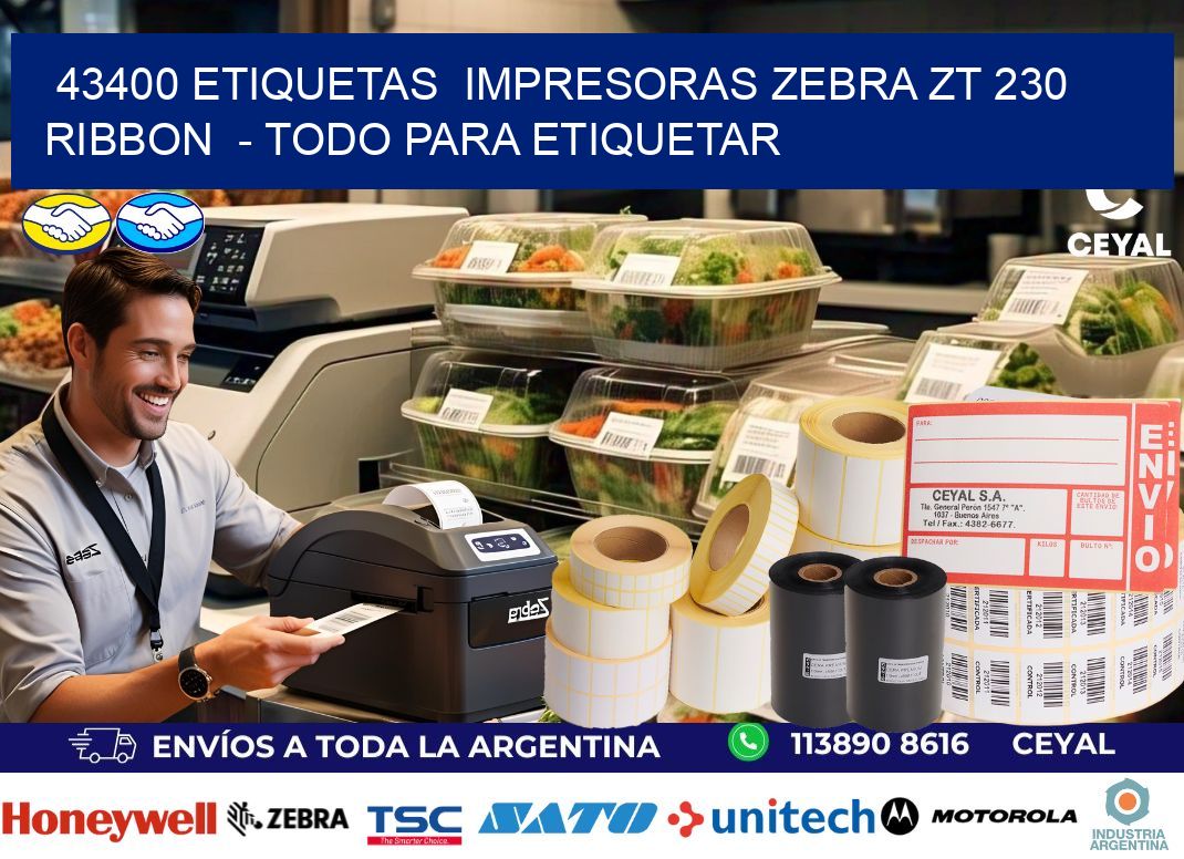 43400 etiquetas  impresoras zebra zt 230 ribbon  – Todo para Etiquetar