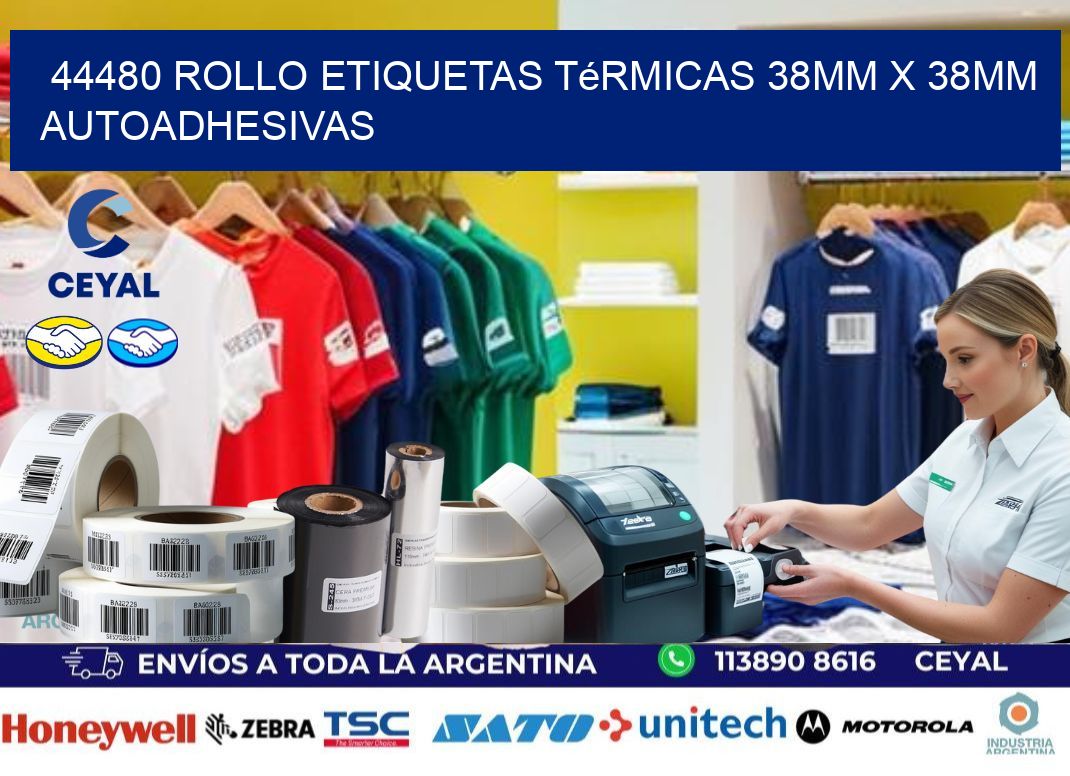 44480 Rollo Etiquetas Térmicas 38mm X 38mm Autoadhesivas