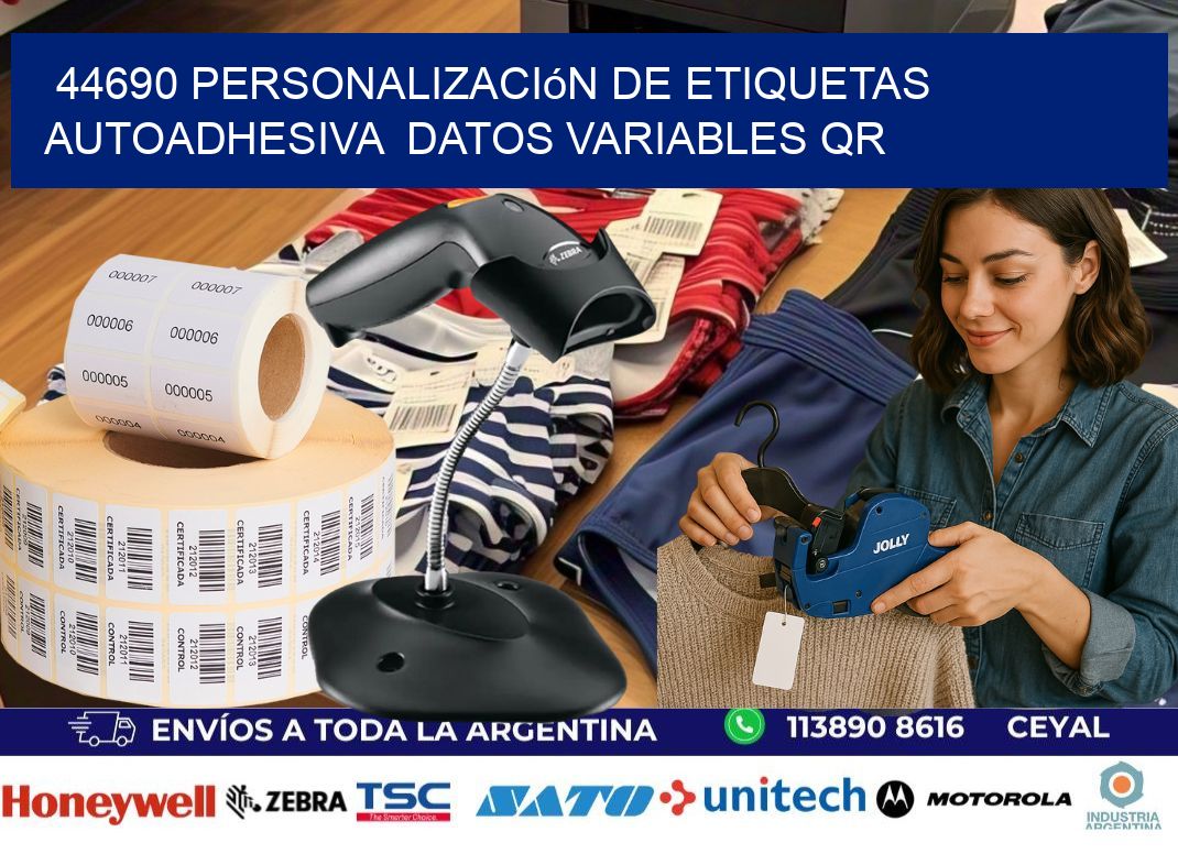 44690 Personalización de etiquetas autoadhesiva datos variables QR