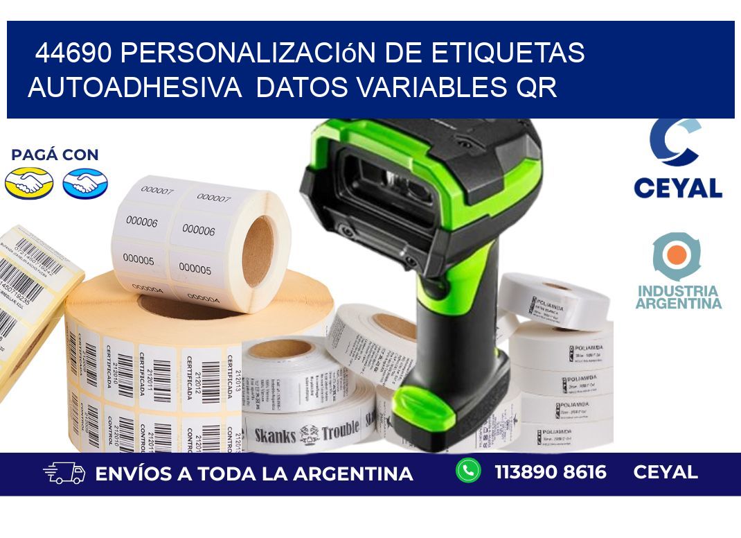 44690 Personalización de etiquetas autoadhesiva datos variables QR