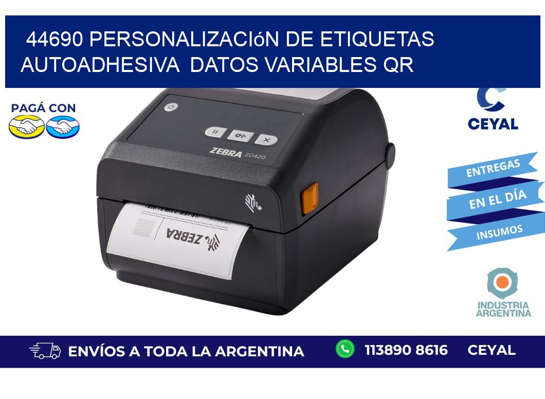 44690 Personalización de etiquetas autoadhesiva datos variables QR