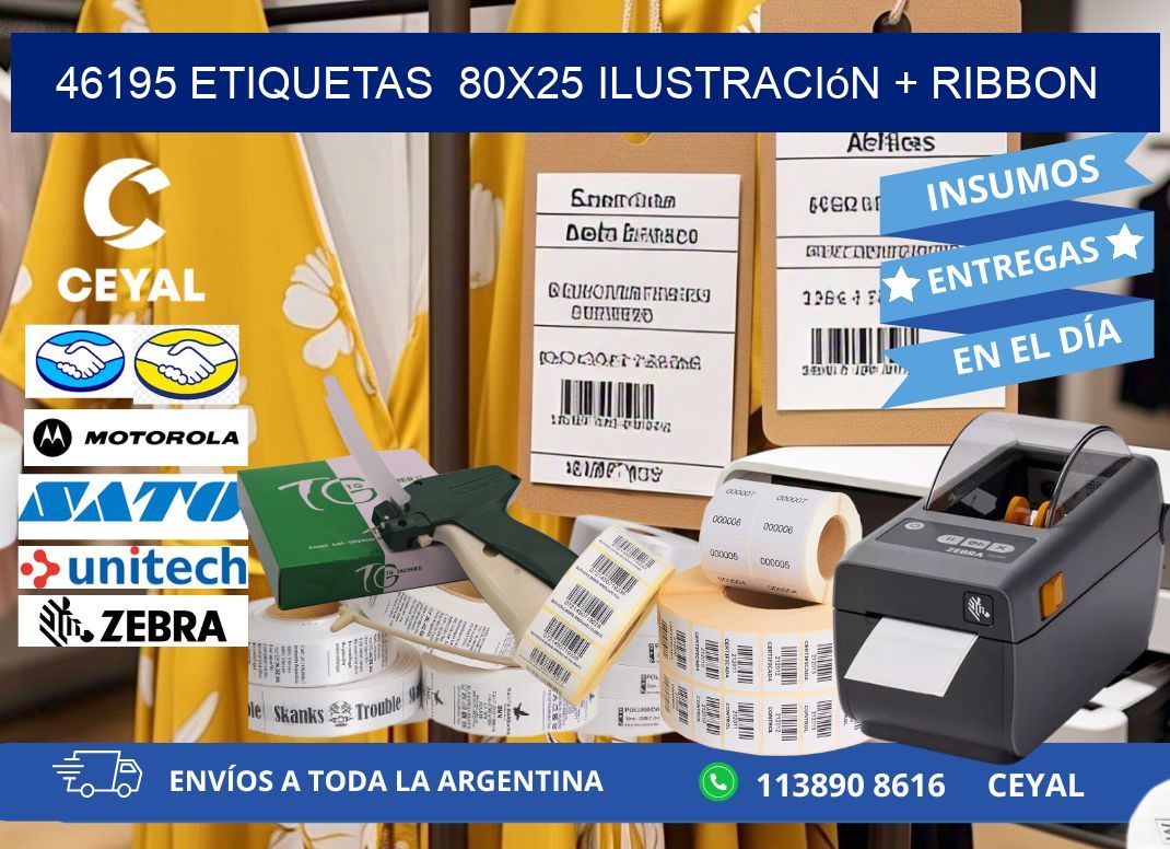 46195 etiquetas 80x25 ilustración + ribbon