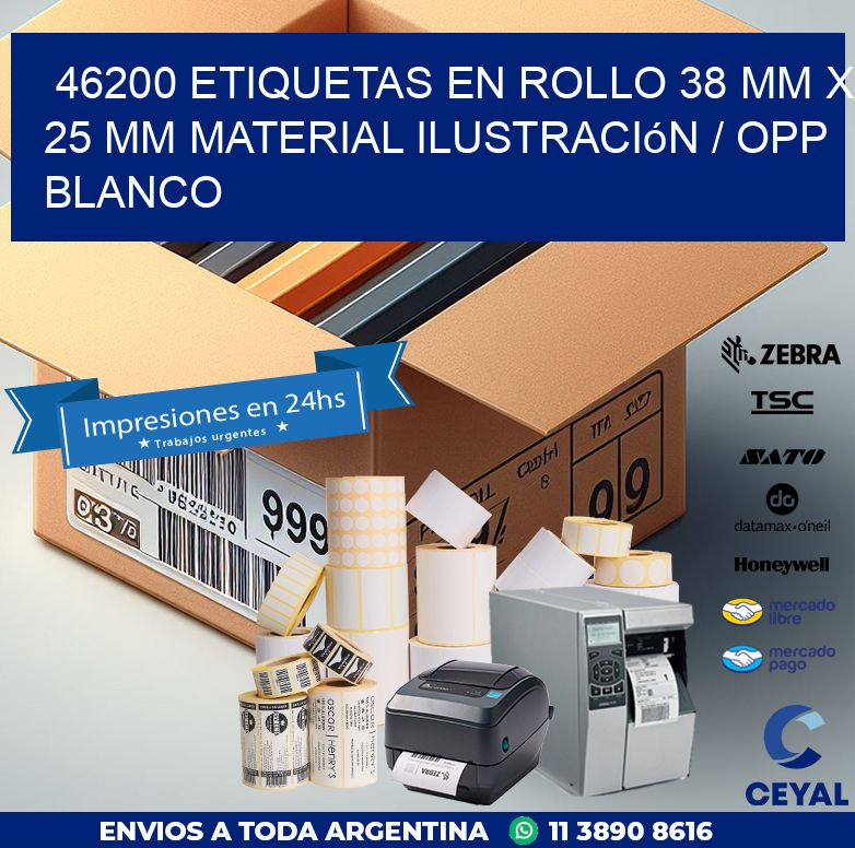 46200 Etiquetas en rollo 38 mm x 25 mm material Ilustración / OPP Blanco