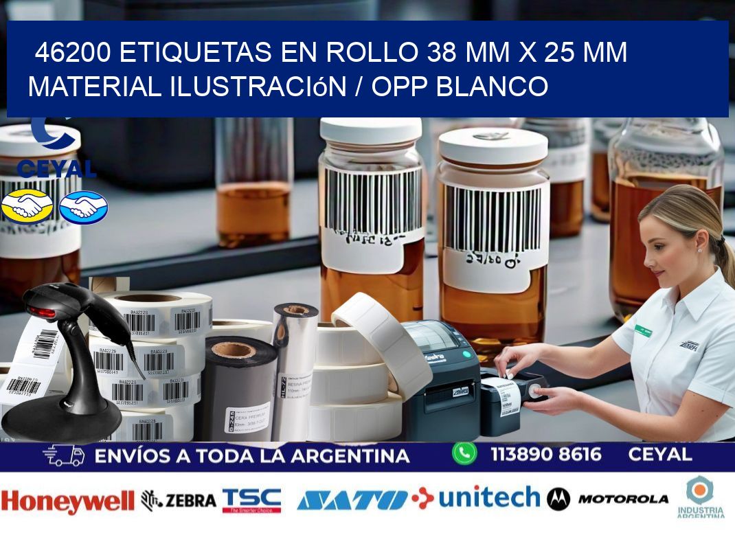46200 Etiquetas en rollo 38 mm x 25 mm material Ilustración / OPP Blanco