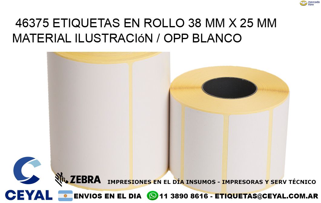 46375 Etiquetas en rollo 38 mm x 25 mm material Ilustración / OPP Blanco