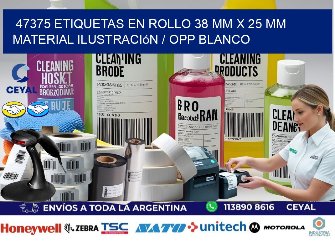 47375 Etiquetas en rollo 38 mm x 25 mm material Ilustración / OPP Blanco
