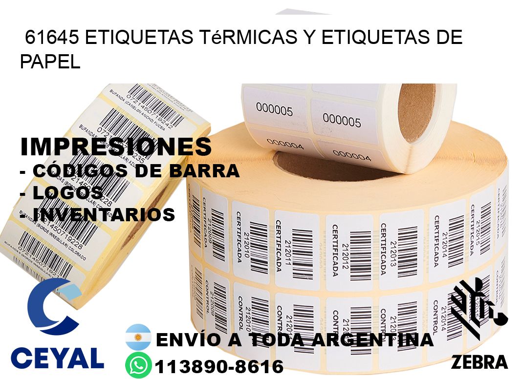 61645 etiquetas térmicas y etiquetas de papel