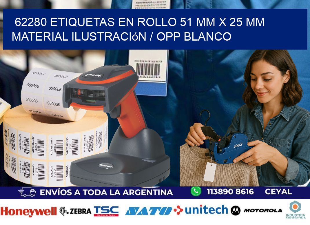 62280 Etiquetas en rollo 51 mm x 25 mm material Ilustración / OPP Blanco
