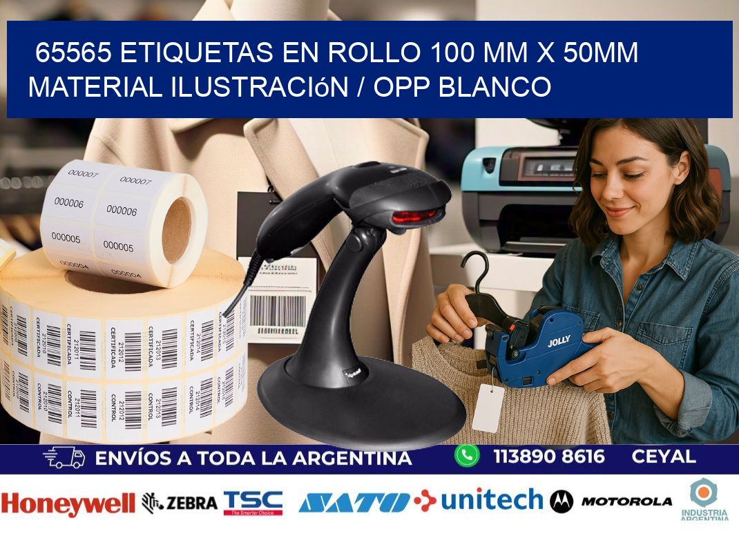65565 Etiquetas en rollo 100 mm x 50mm material Ilustración / OPP Blanco