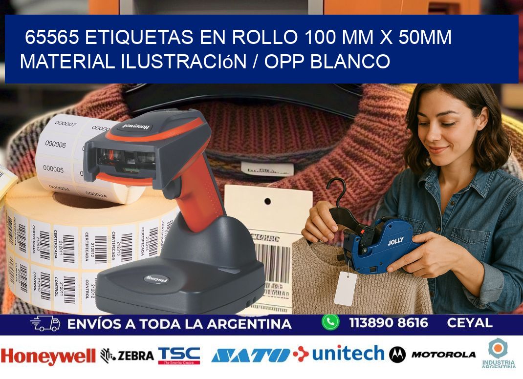 65565 Etiquetas en rollo 100 mm x 50mm material Ilustración / OPP Blanco
