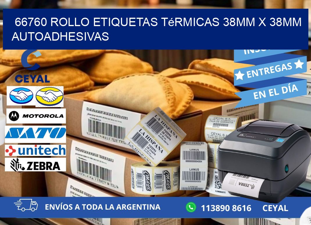66760 Rollo Etiquetas Térmicas 38mm X 38mm Autoadhesivas