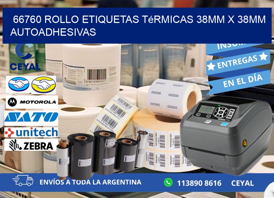66760 Rollo Etiquetas Térmicas 38mm X 38mm Autoadhesivas