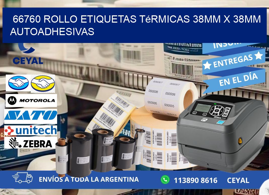 66760 Rollo Etiquetas Térmicas 38mm X 38mm Autoadhesivas