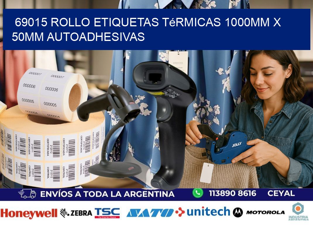 69015 Rollo Etiquetas Térmicas 1000mm X 50mm Autoadhesivas
