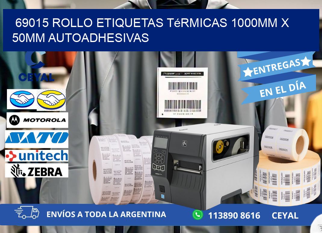 69015 Rollo Etiquetas Térmicas 1000mm X 50mm Autoadhesivas