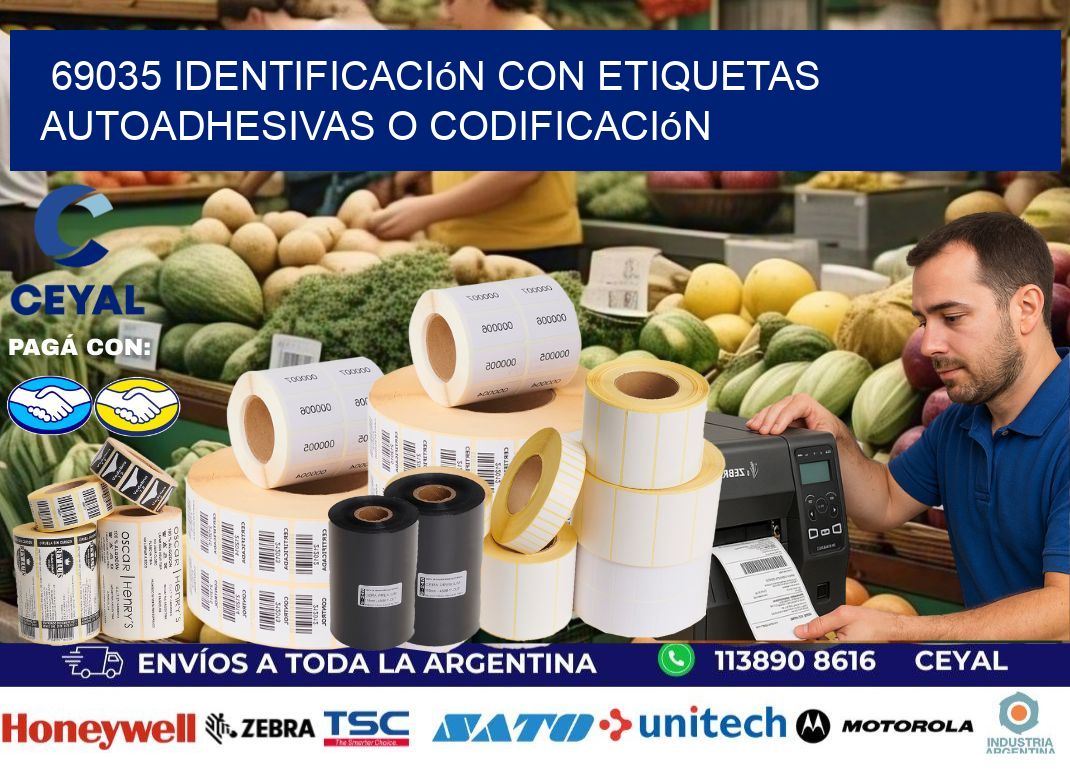 69035 identificación con etiquetas autoadhesivas o codificación