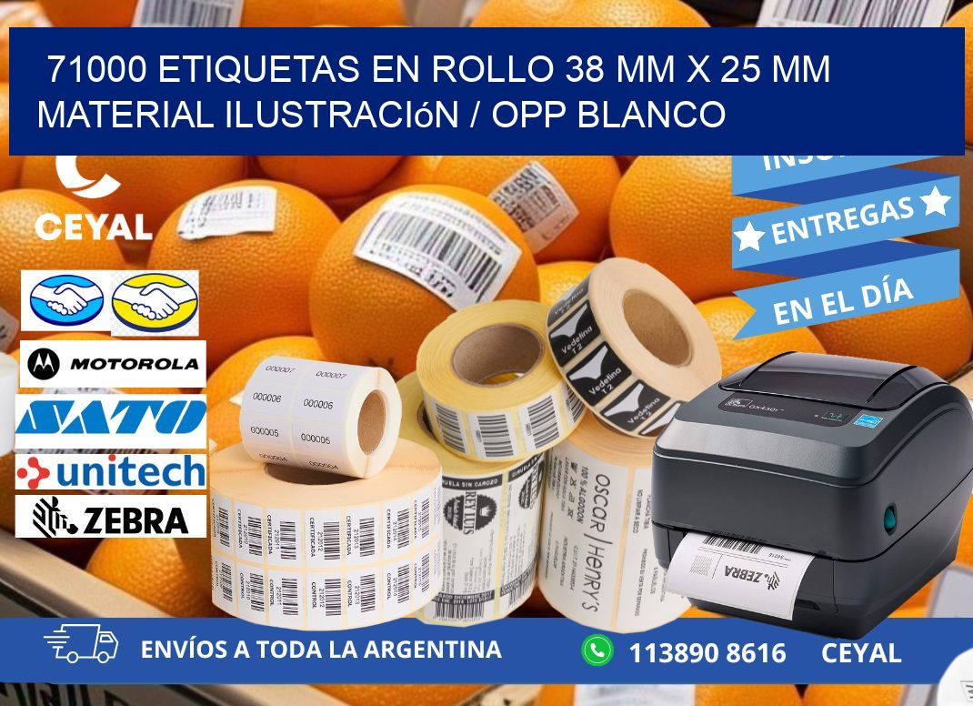 71000 Etiquetas en rollo 38 mm x 25 mm material Ilustración / OPP Blanco