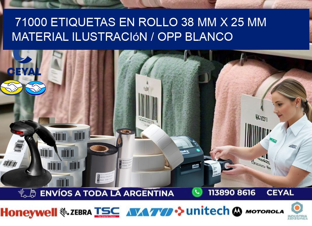 71000 Etiquetas en rollo 38 mm x 25 mm material Ilustración / OPP Blanco