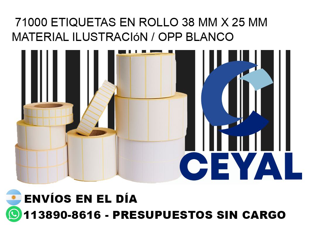 71000 Etiquetas en rollo 38 mm x 25 mm material Ilustración / OPP Blanco