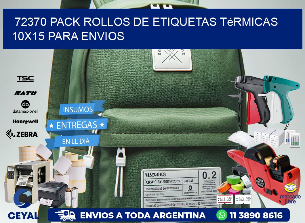 72370 pack rollos de etiquetas térmicas 10x15 para Envios