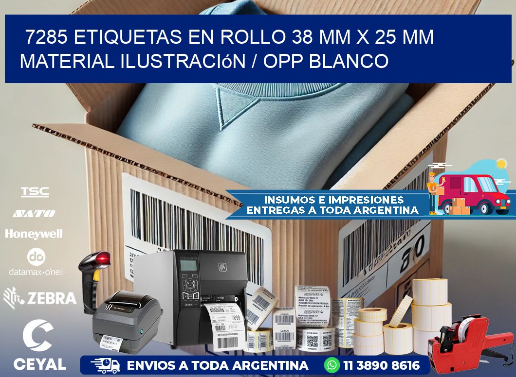 7285 Etiquetas en rollo 38 mm x 25 mm material Ilustración / OPP Blanco