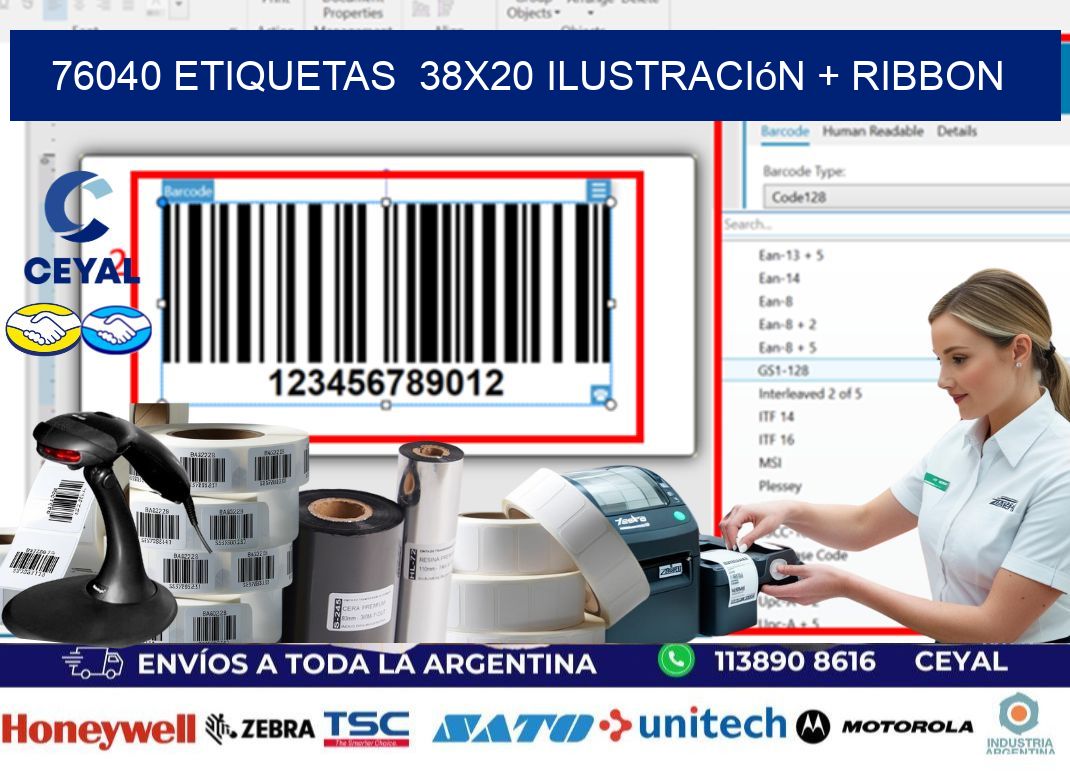 76040 etiquetas  38x20 ilustración + ribbon