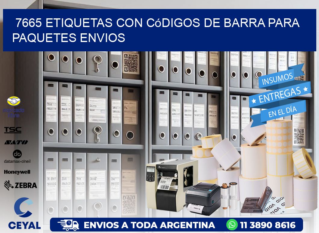 7665 etiquetas con códigos de barra para paquetes envios