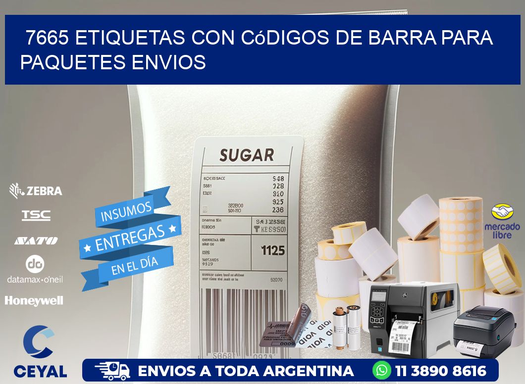 7665 etiquetas con códigos de barra para paquetes envios