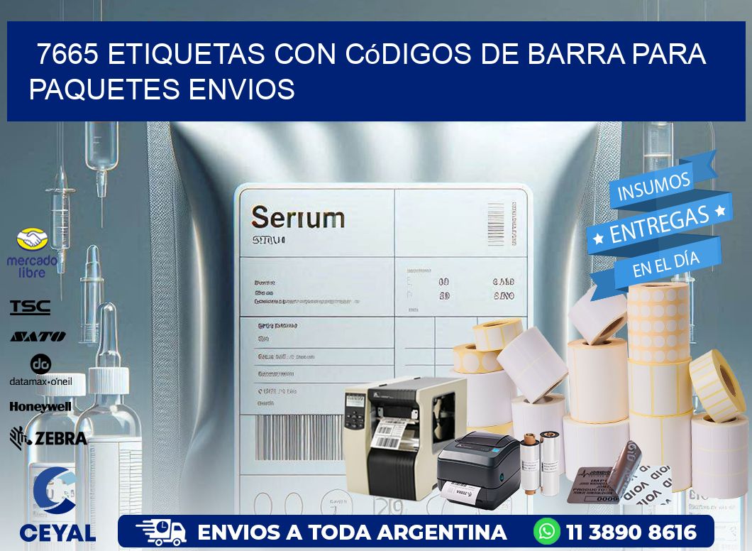 7665 etiquetas con códigos de barra para paquetes envios