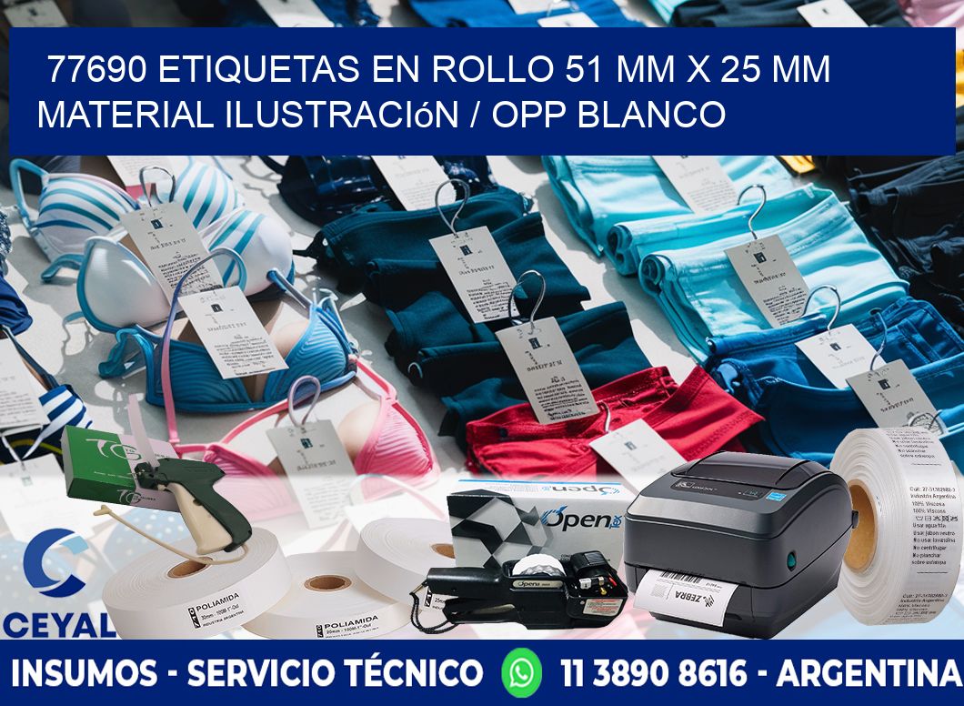 77690 Etiquetas en rollo 51 mm x 25 mm material Ilustración / OPP Blanco