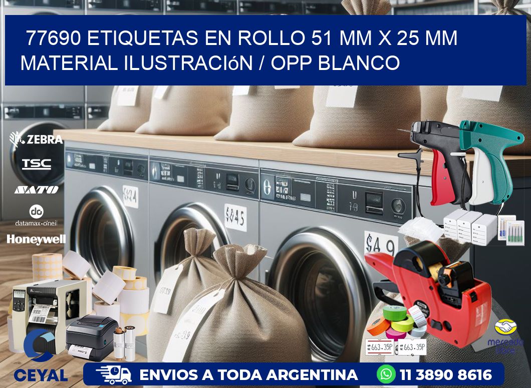 77690 Etiquetas en rollo 51 mm x 25 mm material Ilustración / OPP Blanco