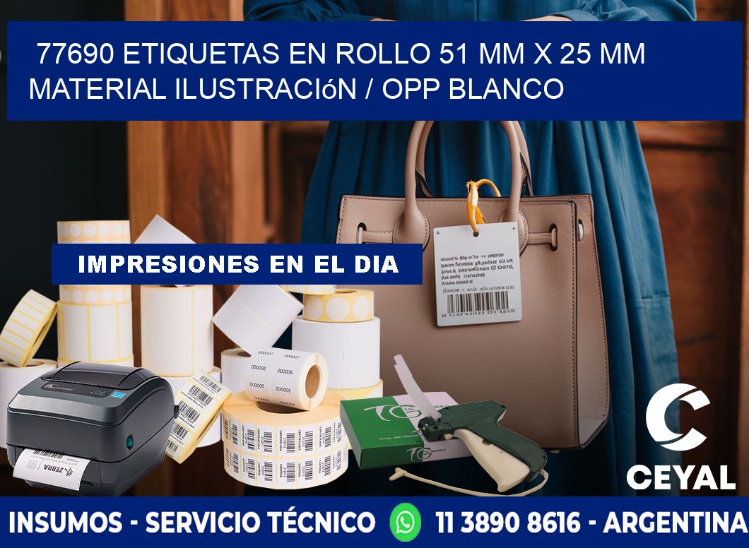 77690 Etiquetas en rollo 51 mm x 25 mm material Ilustración / OPP Blanco