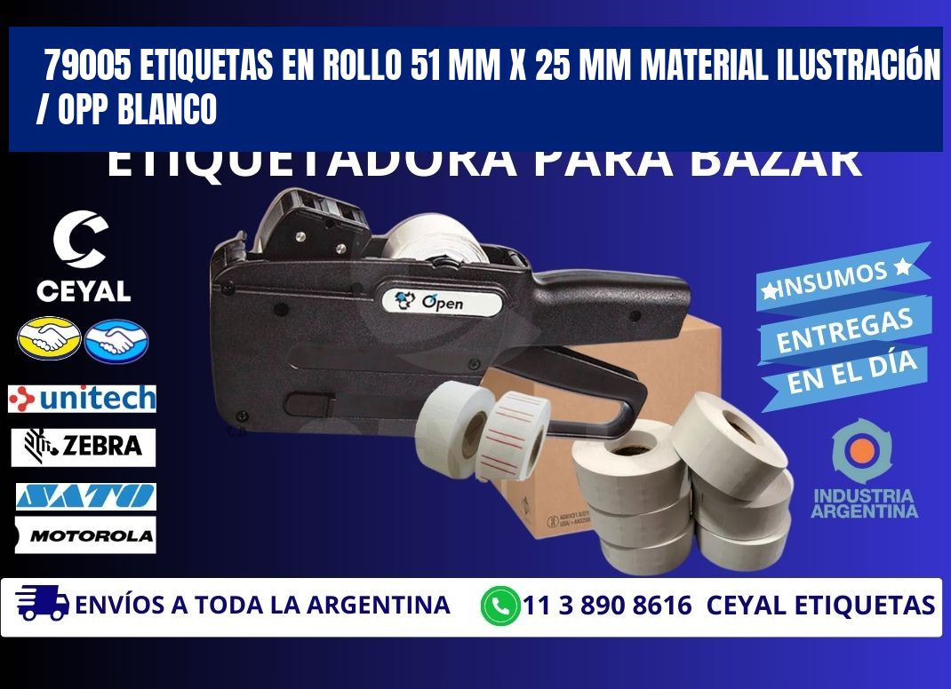 79005 Etiquetas en rollo 51 mm x 25 mm material Ilustración / OPP Blanco
