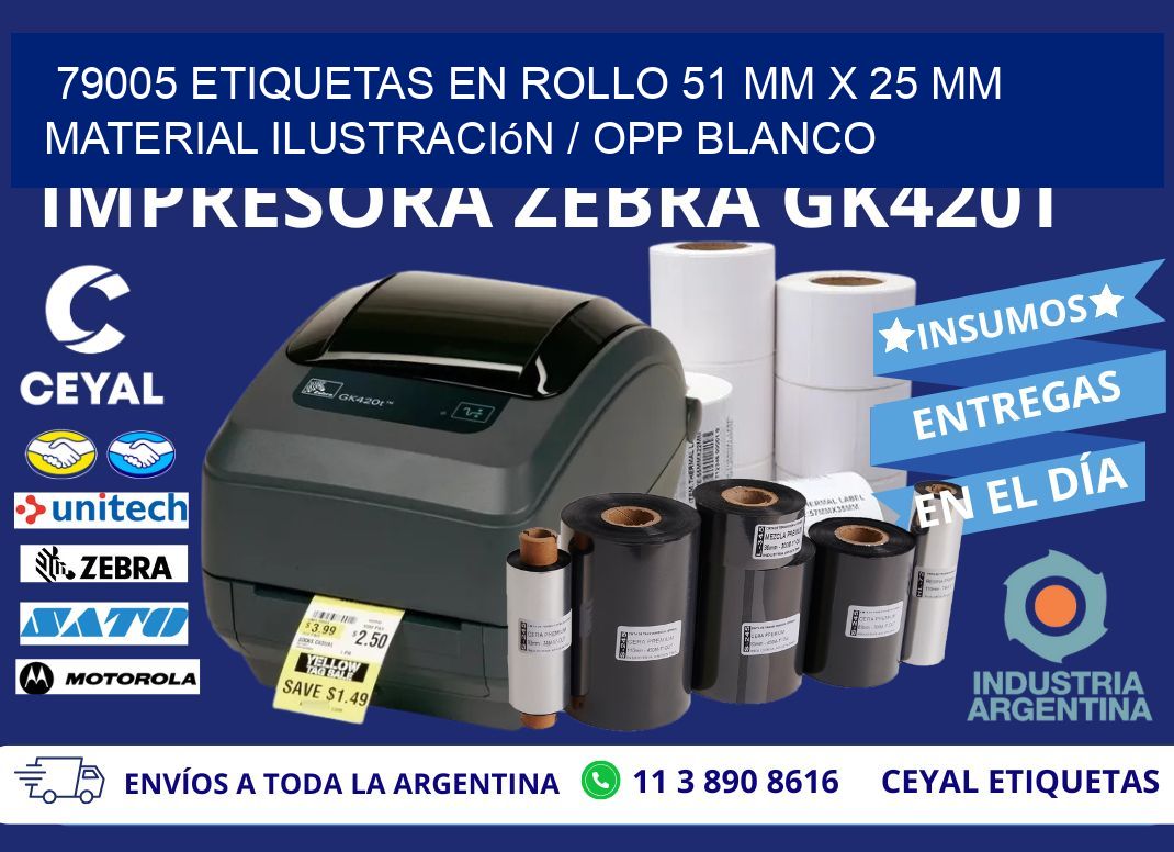 79005 Etiquetas en rollo 51 mm x 25 mm material Ilustración / OPP Blanco