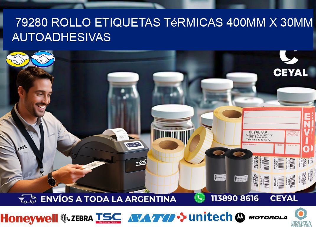 79280 Rollo Etiquetas Térmicas 400mm X 30mm Autoadhesivas