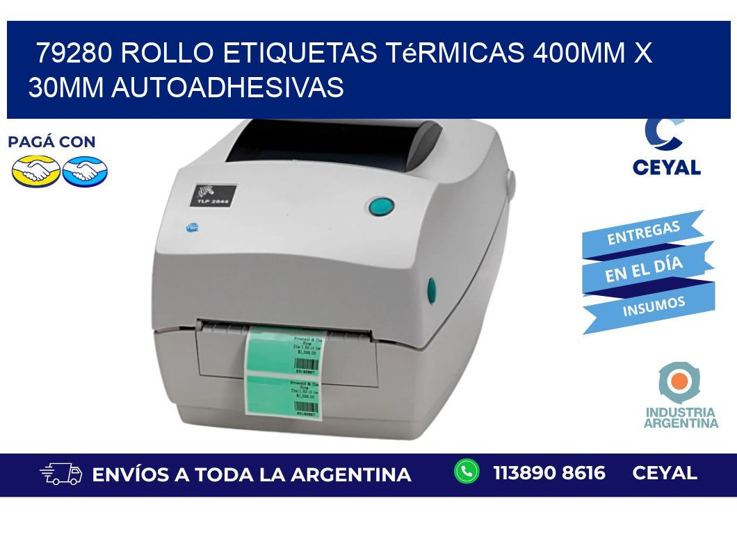 79280 Rollo Etiquetas Térmicas 400mm X 30mm Autoadhesivas
