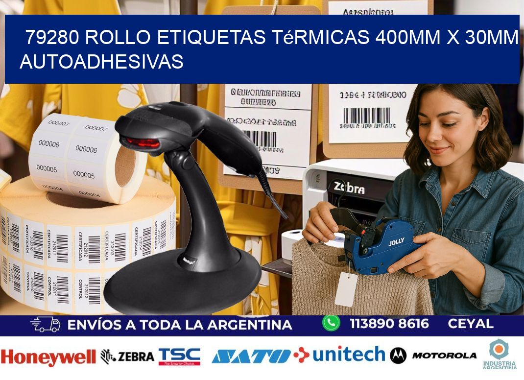 79280 Rollo Etiquetas Térmicas 400mm X 30mm Autoadhesivas