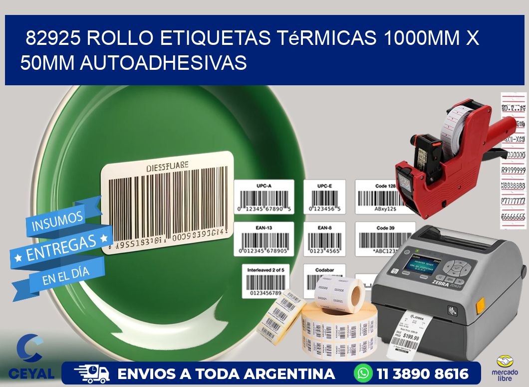 82925 Rollo Etiquetas Térmicas 1000mm X 50mm Autoadhesivas