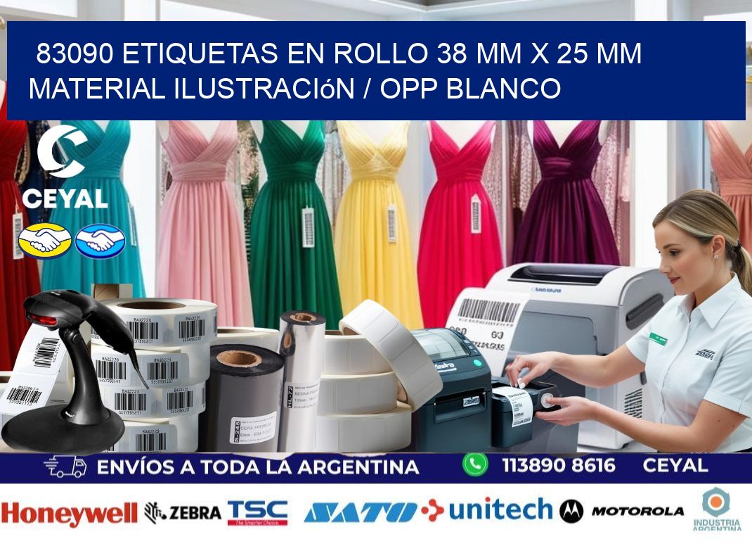 83090 Etiquetas en rollo 38 mm x 25 mm material Ilustración / OPP Blanco