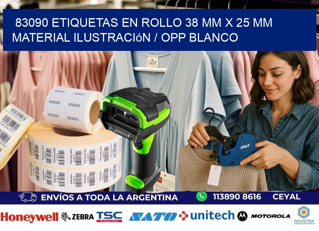 83090 Etiquetas en rollo 38 mm x 25 mm material Ilustración / OPP Blanco