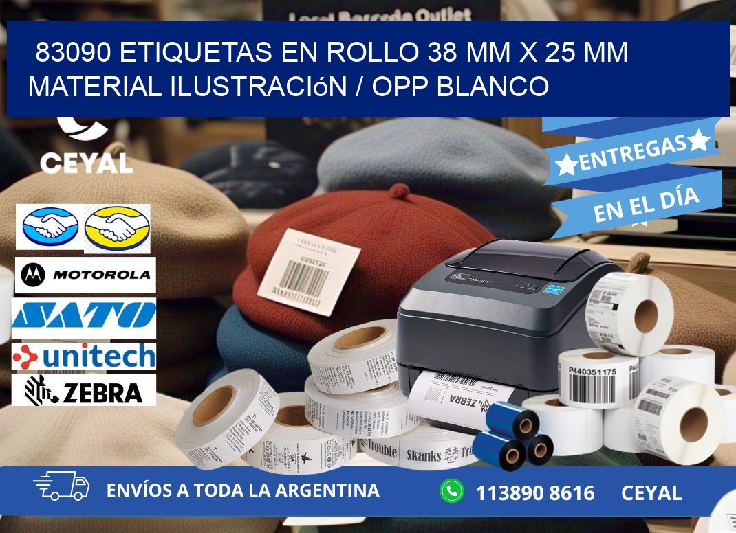 83090 Etiquetas en rollo 38 mm x 25 mm material Ilustración / OPP Blanco