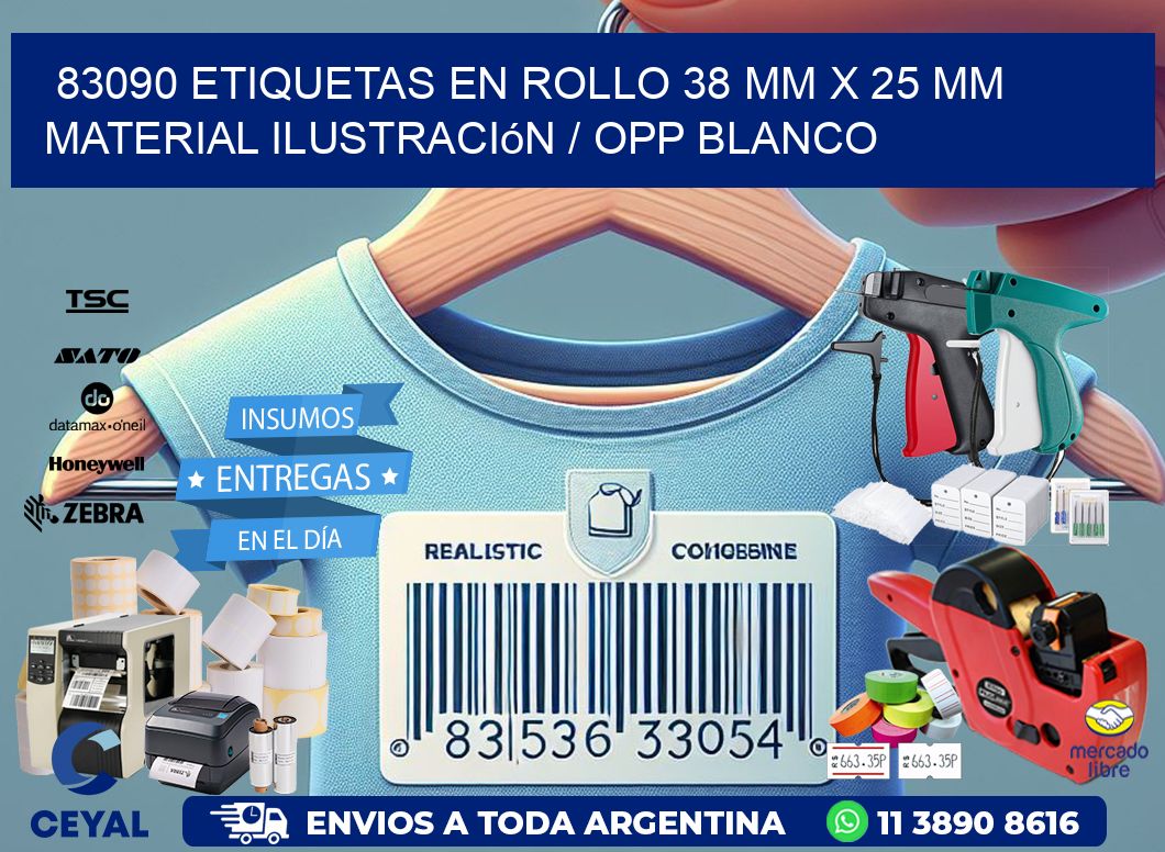 83090 Etiquetas en rollo 38 mm x 25 mm material Ilustración / OPP Blanco