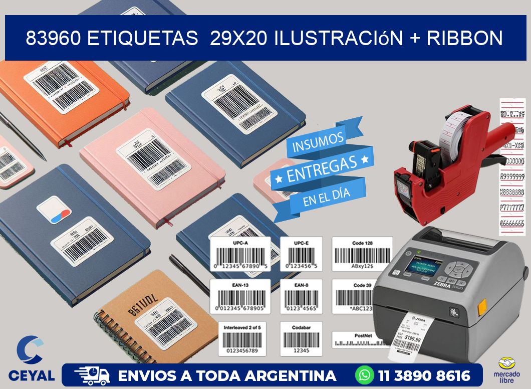 83960 etiquetas  29x20 ilustración + ribbon