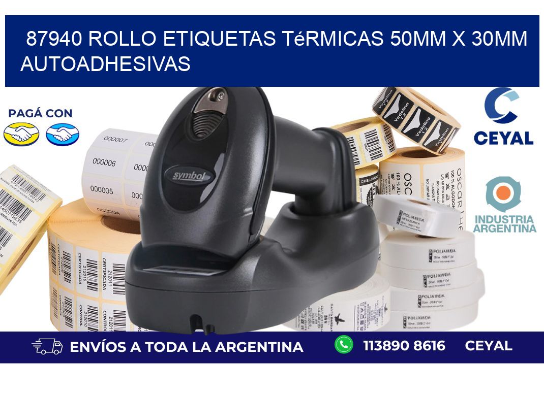 87940 Rollo Etiquetas Térmicas 50mm X 30mm Autoadhesivas