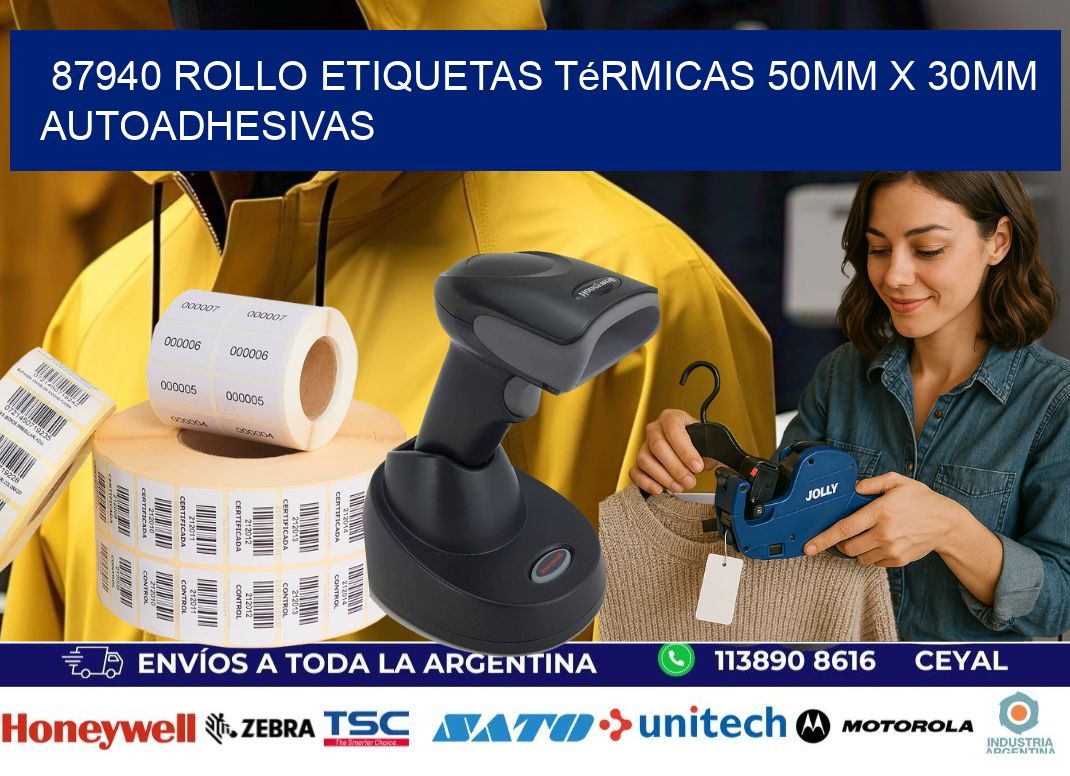 87940 Rollo Etiquetas Térmicas 50mm X 30mm Autoadhesivas