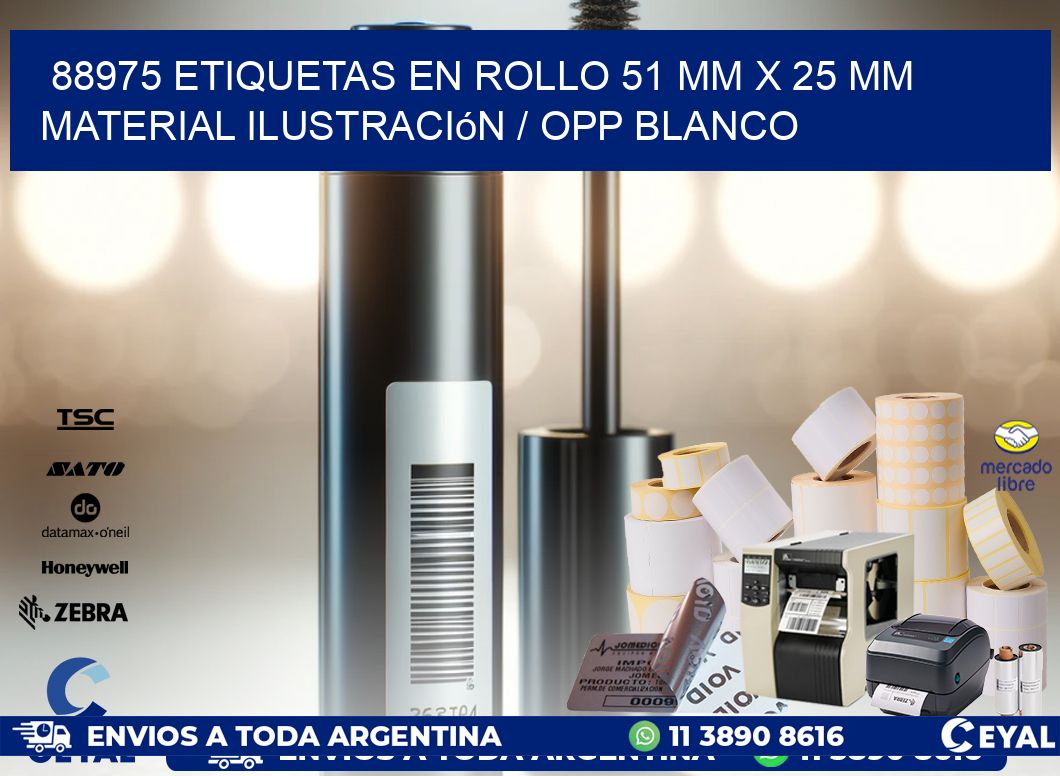 88975 Etiquetas en rollo 51 mm x 25 mm material Ilustración / OPP Blanco