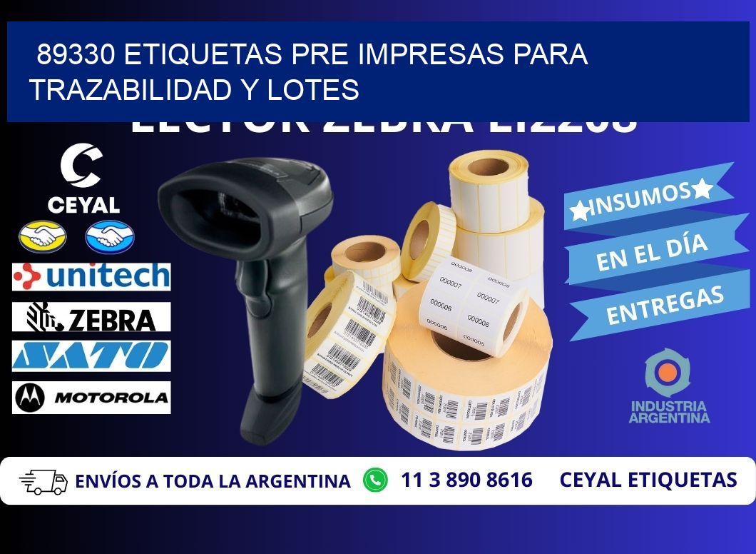 89330 etiquetas pre impresas para trazabilidad y lotes