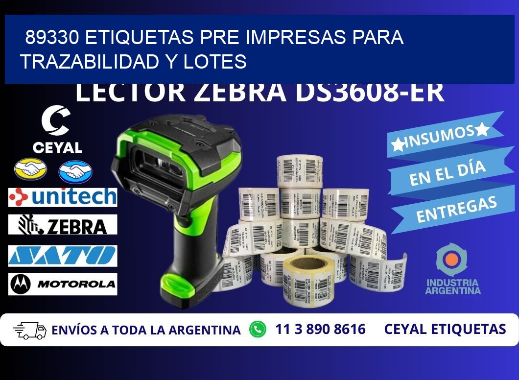 89330 etiquetas pre impresas para trazabilidad y lotes