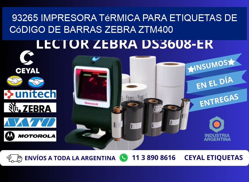 93265 impresora térmica para etiquetas de código de barras Zebra ZTM400